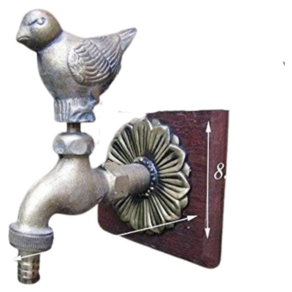 Nostalgischer Garten-Wasserhahn mit Vogelmotiv, mattes Messing, 1/2\