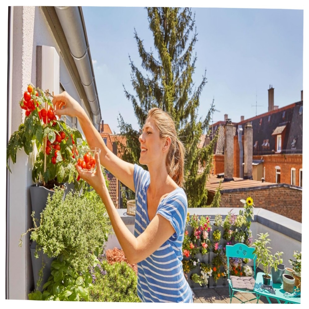 Gardena NatureUp! Basis Set Vertikal – wetterbeständige Pflanzenwand für Balkon & Terrasse, erweiterbares Stecksystem für 9 Pflanzen (13150-20)