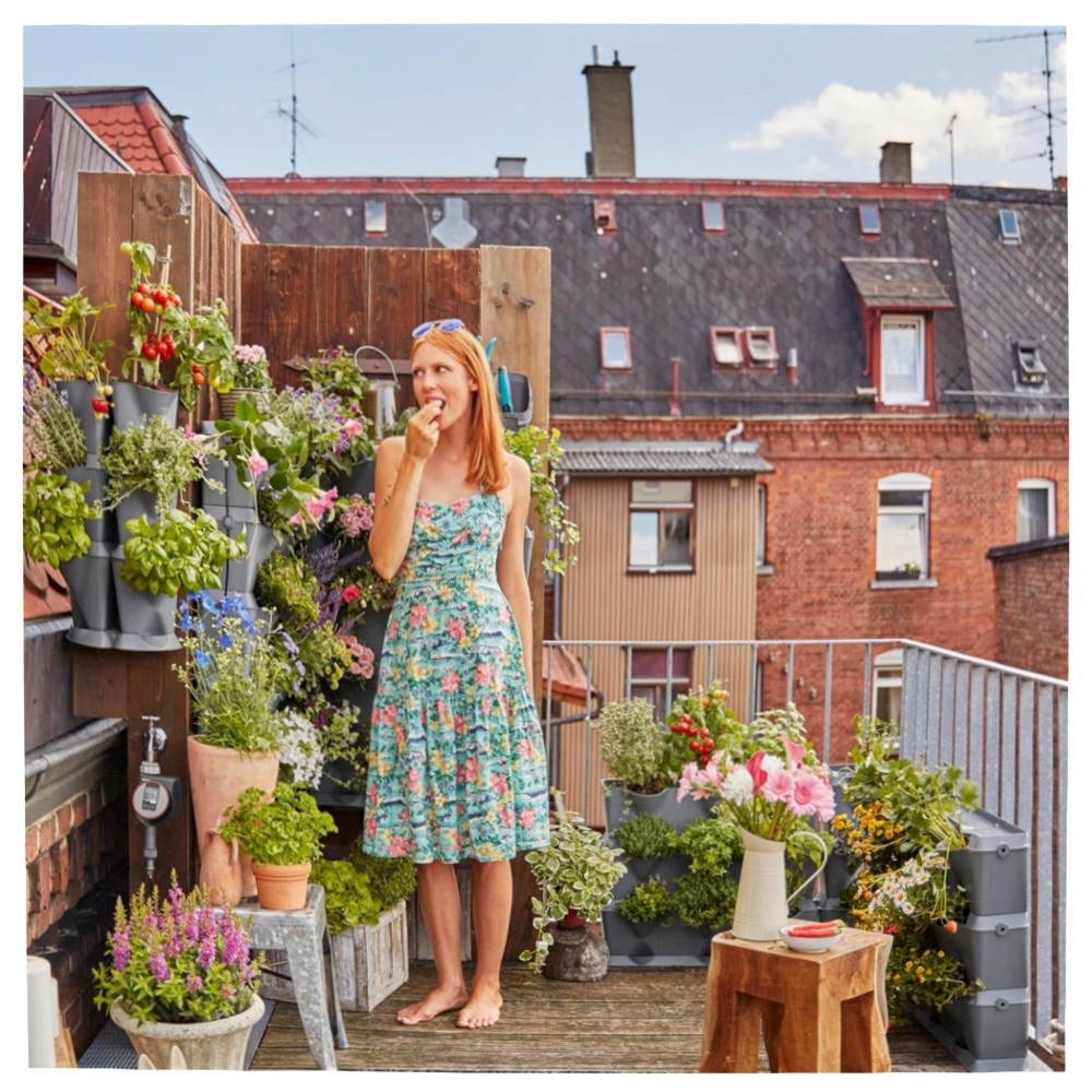 Gardena NatureUp! Basis Set Vertikal – wetterbeständige Pflanzenwand für Balkon & Terrasse, erweiterbares Stecksystem für 9 Pflanzen (13150-20)