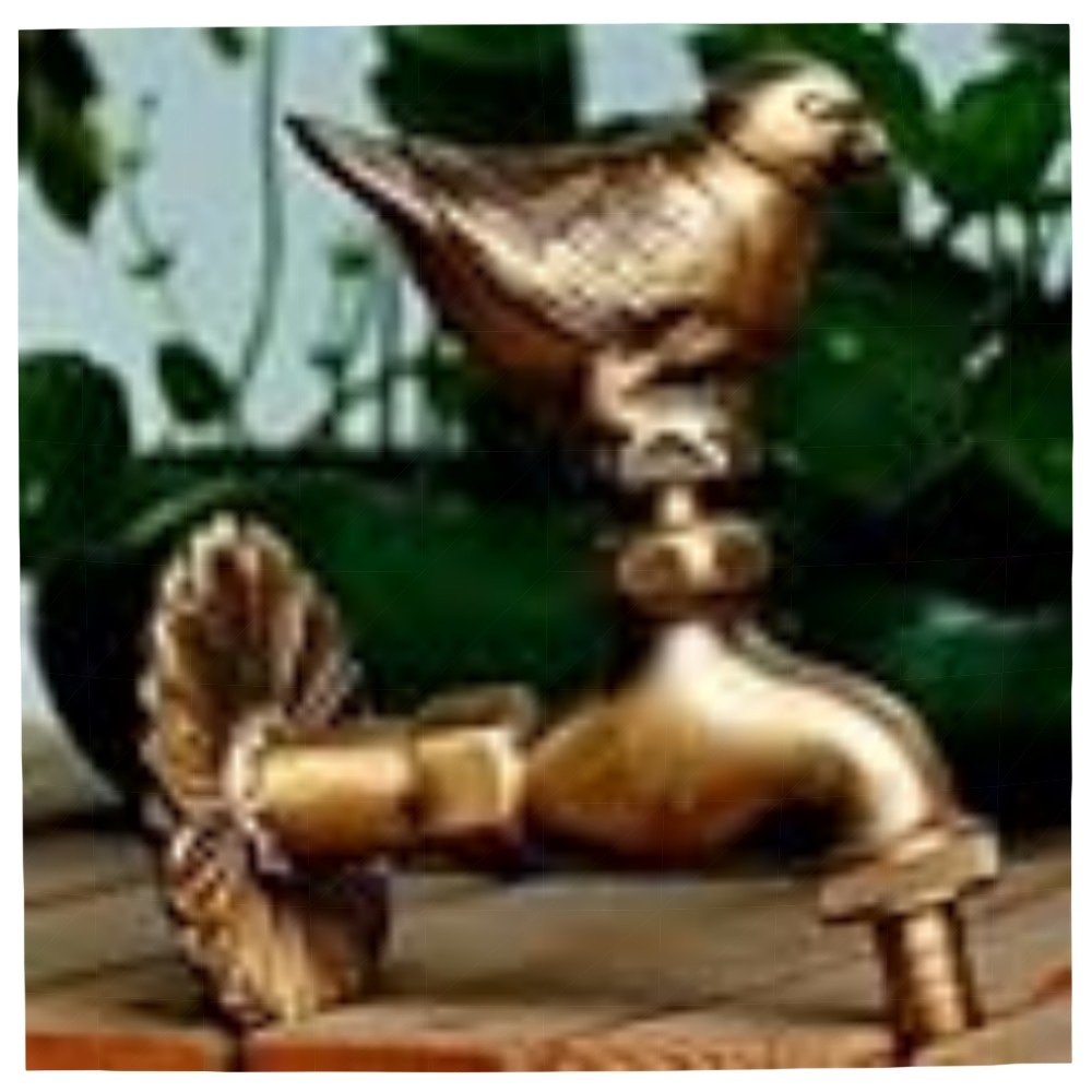 Nostalgischer Garten-Wasserhahn mit Vogelmotiv, mattes Messing, 1/2\
