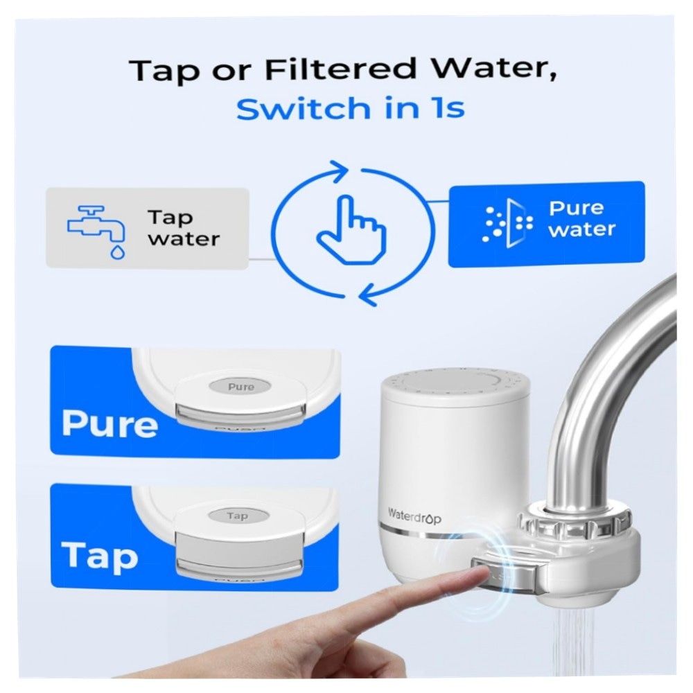 Waterdrop Wasserfilter für Wasserhahn – 3‑stufiger Aktivkohleblock, reduziert Chlor & Schwermetalle, Filter‑Reminder (1 Filter)