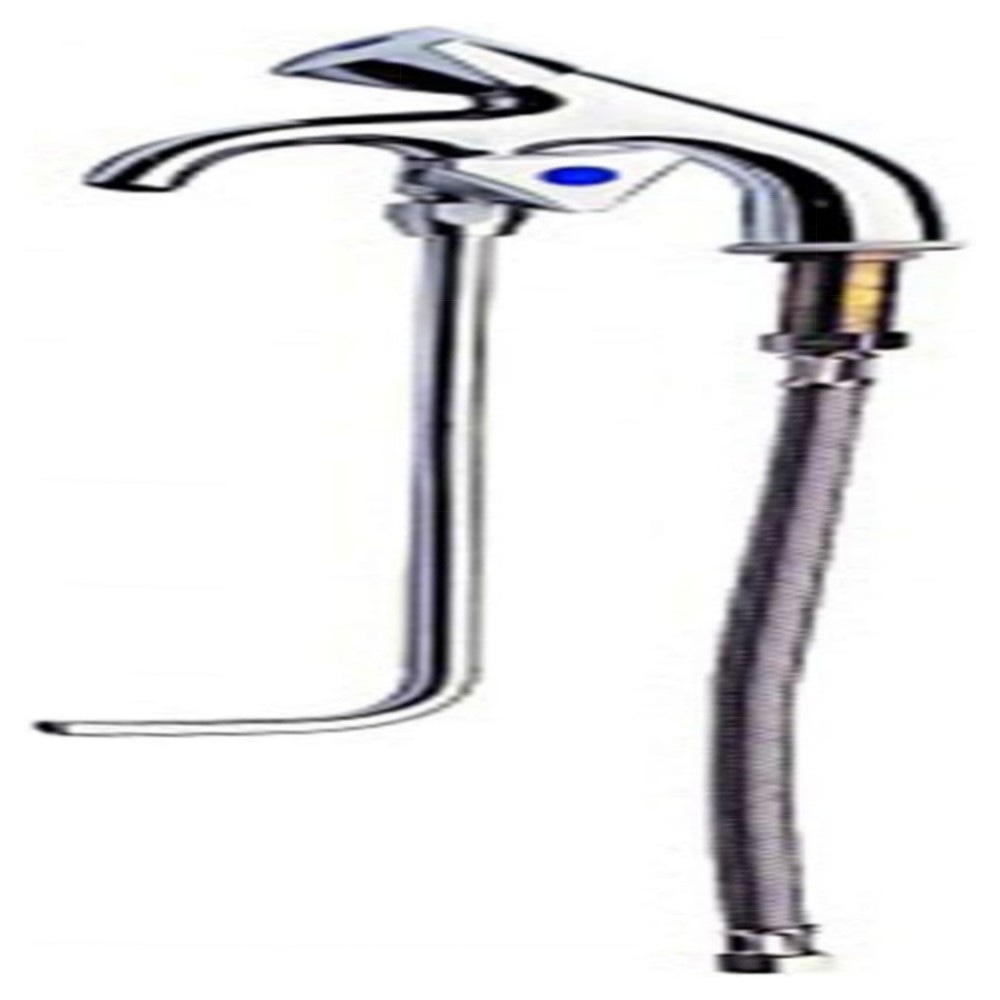 Kaltwasser-Standhahn verchromt für 1 Becken – mit Unterspülrohr & 40 cm Flexschläuchen, robustes Einbau-Set