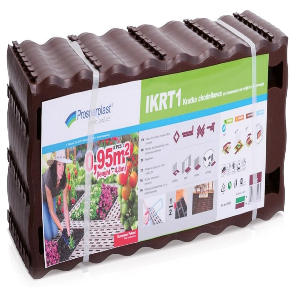 Beetplatte IKRT1 braun – robuste Rasengitter-Platte aus UV- und frostbeständigem Kunststoff, 8er-Pack (1,05 m²) für Einfahrt & Garten