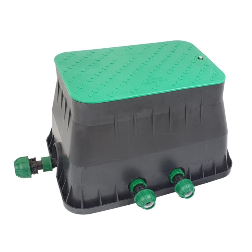 6er Ventilbox PROFI – 6× Hunter PGV 24V AC Magnetventile, vormontiert mit Siebfilter & Druckluftanschluss (25/32 mm Anschlüsse)